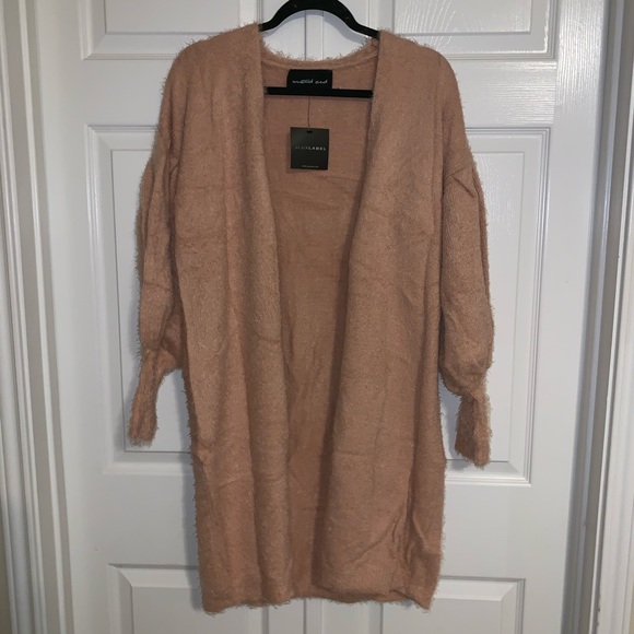 NWT JLUXLABEL Blush Balloon Sleeve Fuzzy Cardigan - Picture 5 of 10